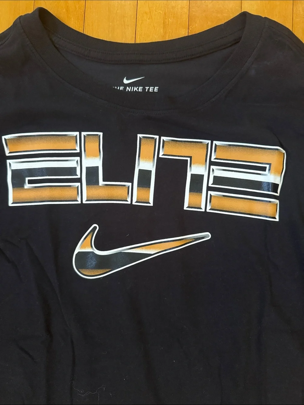 Nike Elite dri-fit Black Long-Sleeve Tee with Gold Tone Logo men’s L